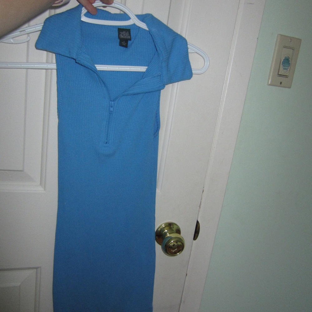 Target Blue Buttoned Polo Collar Sheath Dress